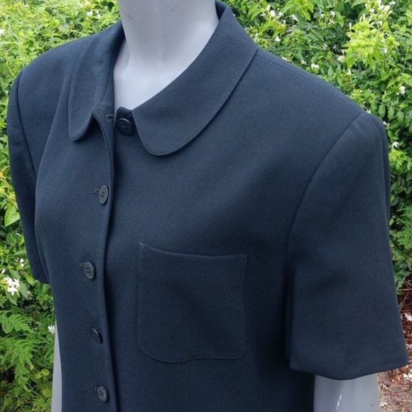 JONES NEW YORK LADIES VINTAGE ROUND COLLAR SHORT SLEEVE (6) BUTTON LUX BLAZER